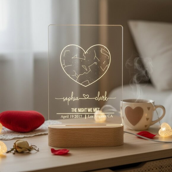 Custom Couples Star Map Night Light | Romantic Date & Location Gift for Her - Picture 8 of 8